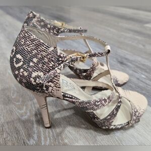 Michael Kors Leather T-strap Python Print Heels 10
